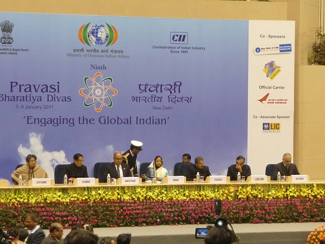 Ms. Jayati Chandra (Secretary, DoNER), B.K. Handique (Minister of DoNER), Sir Anand Satyanand (Governor General of New Zealand), Smt. Pratibha Devisingh Patil (President of India), Vayalar Ravi (Minister of Overseas Indian Affairs), A. Didar Singh (Secretary, Ministry of Overseas Indian Affairs), Hari S. Bhartia (President, Confederation of Indian Industry)