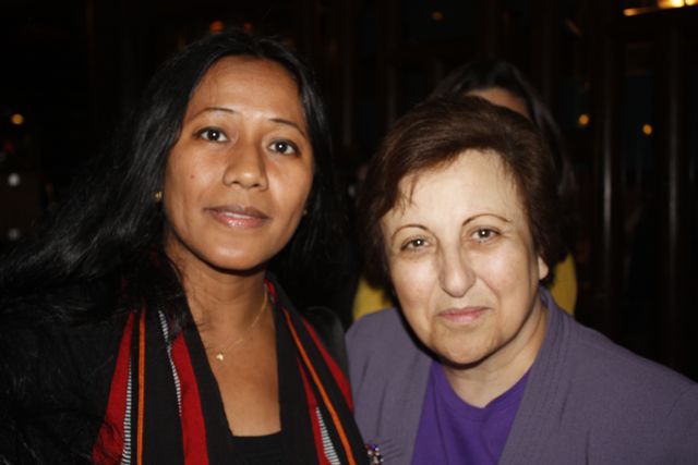 Binalakshmi Nepram with 2003 Nobel Peace Laureate, Shirin Ibadi. Photo by Jennifer Shepherd
