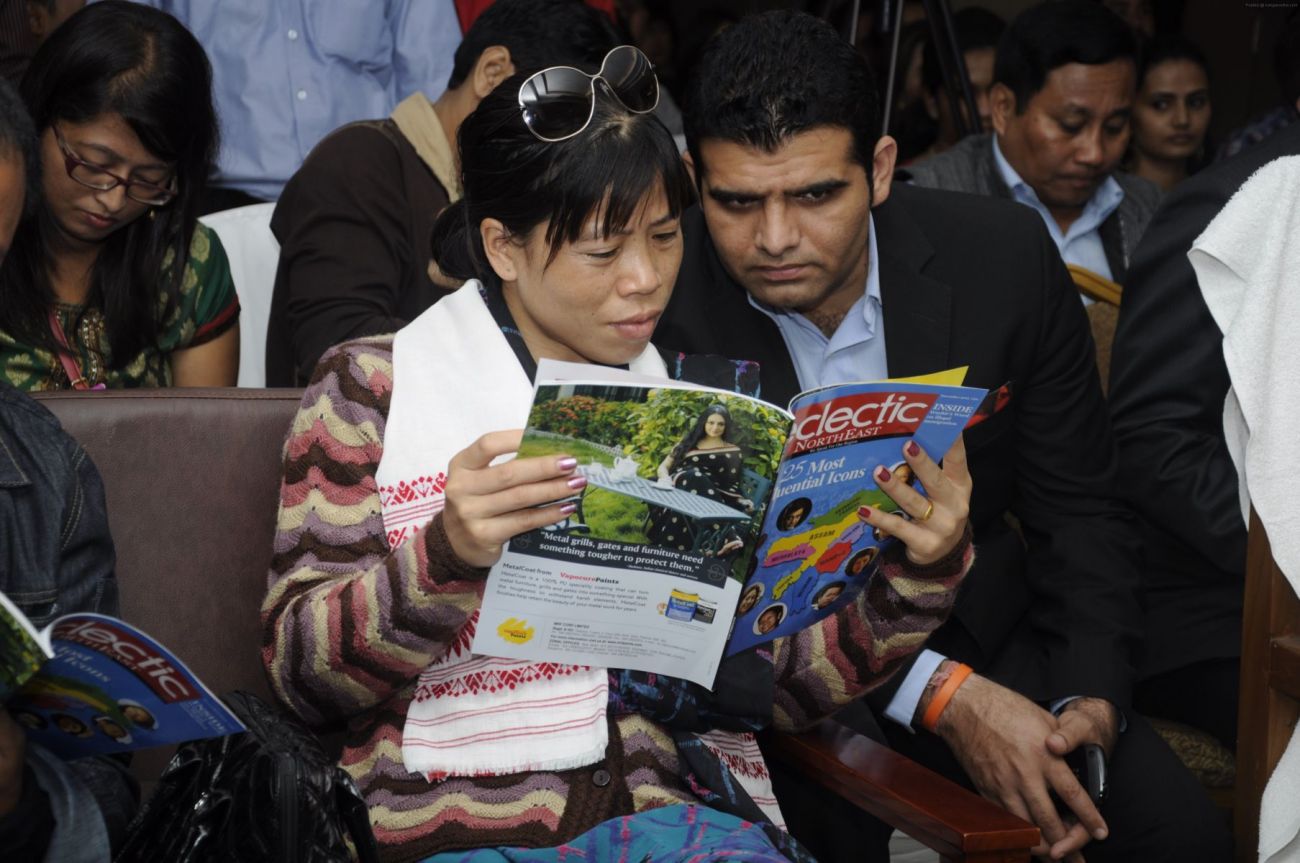 Mary Kom reading through Eclectic Northeast at the re-launch event