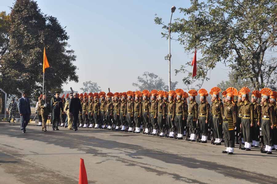 Governor Gurbachan Jagat inspecting the Guard of Honour during the 64 Republic Day celebration on Saturday