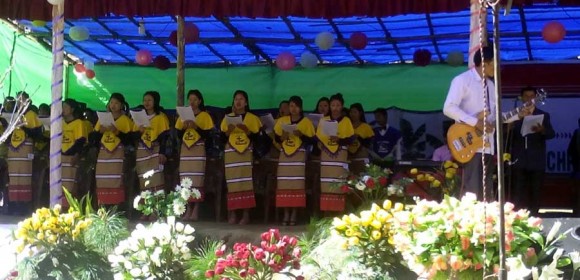 A choir singers during the centenary celebration of the Inpui Naga Baptist Churches Association.