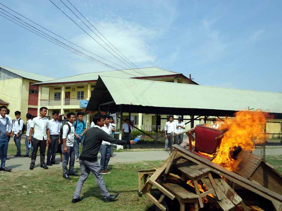 Modern College Students burn down school furnitures.