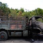 6th Dogra Regiment's truck ambushed by militants at Paraolon, Chandel District, Manipur.photo by Deepak Shijagurumayum.