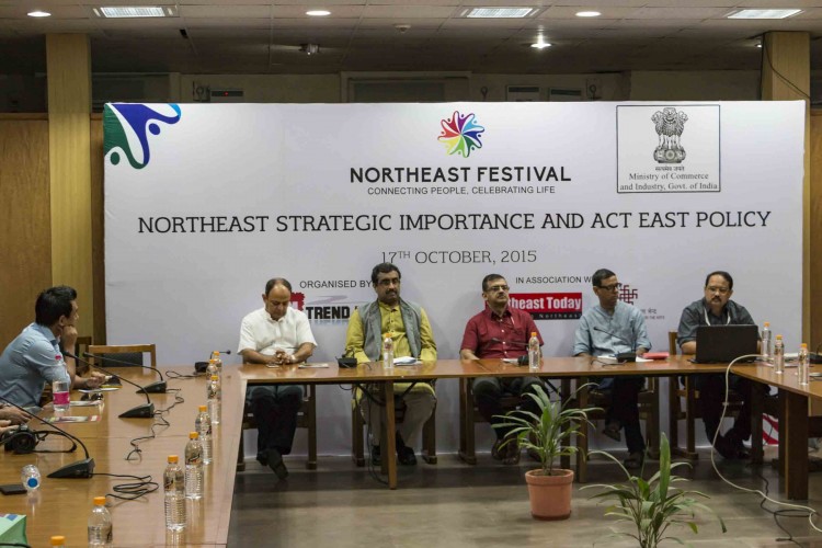 High level discussion on 'North East's strategic importance to India and Act East Policy' at North East Festival 2015 New Delhi, 17 October 2015: The second afternoon of the 3rd edition of the North East Festival, currently underway at IGNCA in the capital saw an engaging and lively discussion on the 'North East's strategic importance to India and Act East policy'. The session featured high level panelists such as Mr. Ram Madhav, National General Secretary, BJP; Mr. Ravi Capoor, Joint Secretary, Ministry of Commerce, Government of India; Mr. AM Singh, Joint Secretary, Ministry of DoNER, Government of India, Dr. Nani Gopal Mahanta, Professor, University of Gauhati and Mr. Shyamkanu Mahanta, Organiser-in-chief, North East Festival. The session was moderated by well known journalist Kishalay Bhattacharjee. As a topic, North East's strategic importance is of paramount significance to the development of the North East region, and saw active and enthusiastic participation from representatives of all the states of the region. In his opening remarks, Mr. Shyamkanu Mahanta, Organiser-in-chief, North East Festival said, "There is a need to promote the North East and build bridges with the rest of the country. We also need to create a positive perception about the region, so that investors and businesses see the North East as a viable option." Speaking at the conference, Dr. Nani Gopal Mahanta, Professor, University of Gauhati said, "It is often said that since the North Eastern region is landlocked, development and commerce is a problem. I believe that North East can develop on its own. As a region, it historically had seamless connectivity with South East Asian and South Asian countries and that should be looked at once again. What is required is integration of road, rail and water transport and people to people connect. " In his address, Mr. Ram Madhav, National General Secretary, BJP said, "The emotional disconnect between the people of North East and the rest of t
