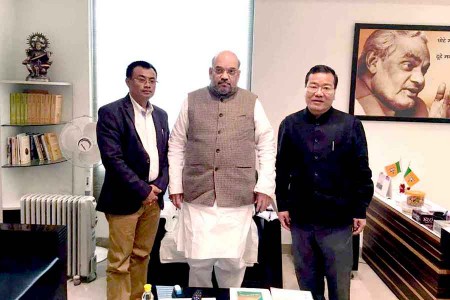 BJP Manipur leaders with the party’s national president Amit Shah in New Delhi.