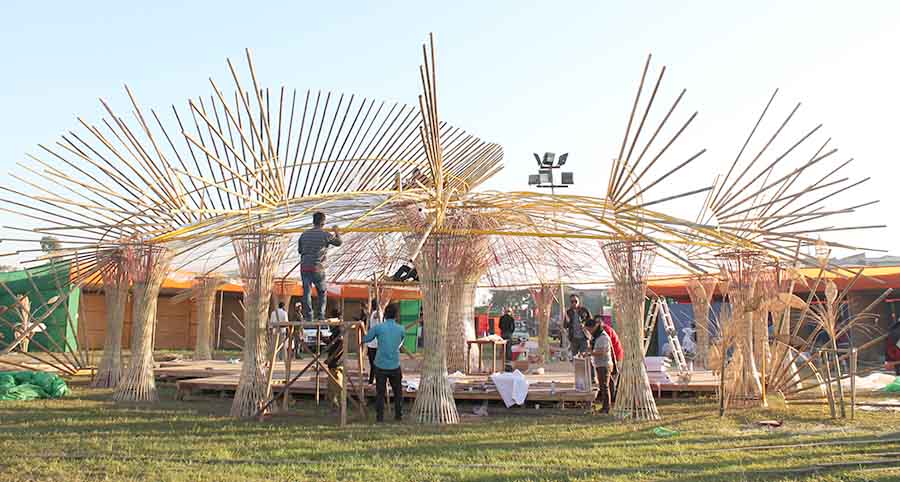 Sangai Festival: A bamboo hut constructed by forest department.