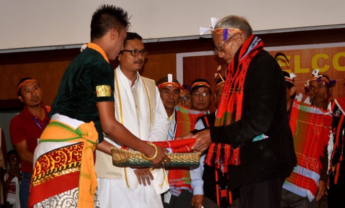 Gift's were exchange with the 33 old age people from Sangshak and Titular King of Manipur, Leisemba Sanajaoba and the organiser.