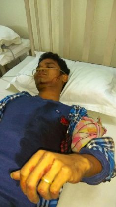 Injured Nipen Kalita (24) s/o Gogen Kalita of Khatkhati, Assam.