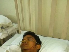 Injured Nipen Kalita (24) s/o Gogen Kalita of Khatkhati, Assam.